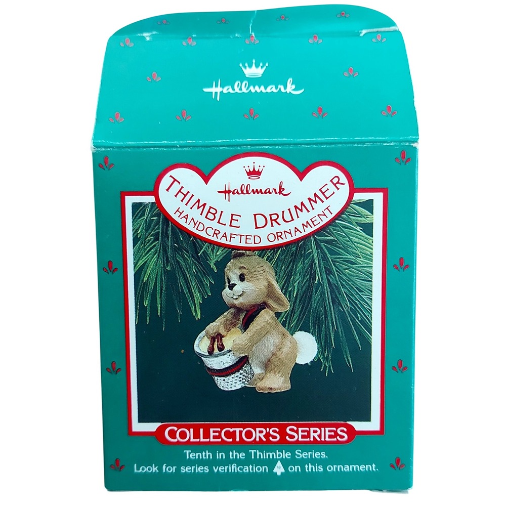 Vintage 1987 Hallmark Thimble Drummer Bunny Ornament Collector Series QX441-9